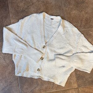 Free People Cream Button-Front V-Neck Cardigan